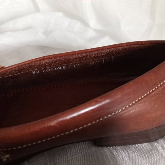 Cole Haan Leather Loafers Men SZ 11.5 Brown Slip On Dress Shoes Buckle Fringe main image 3